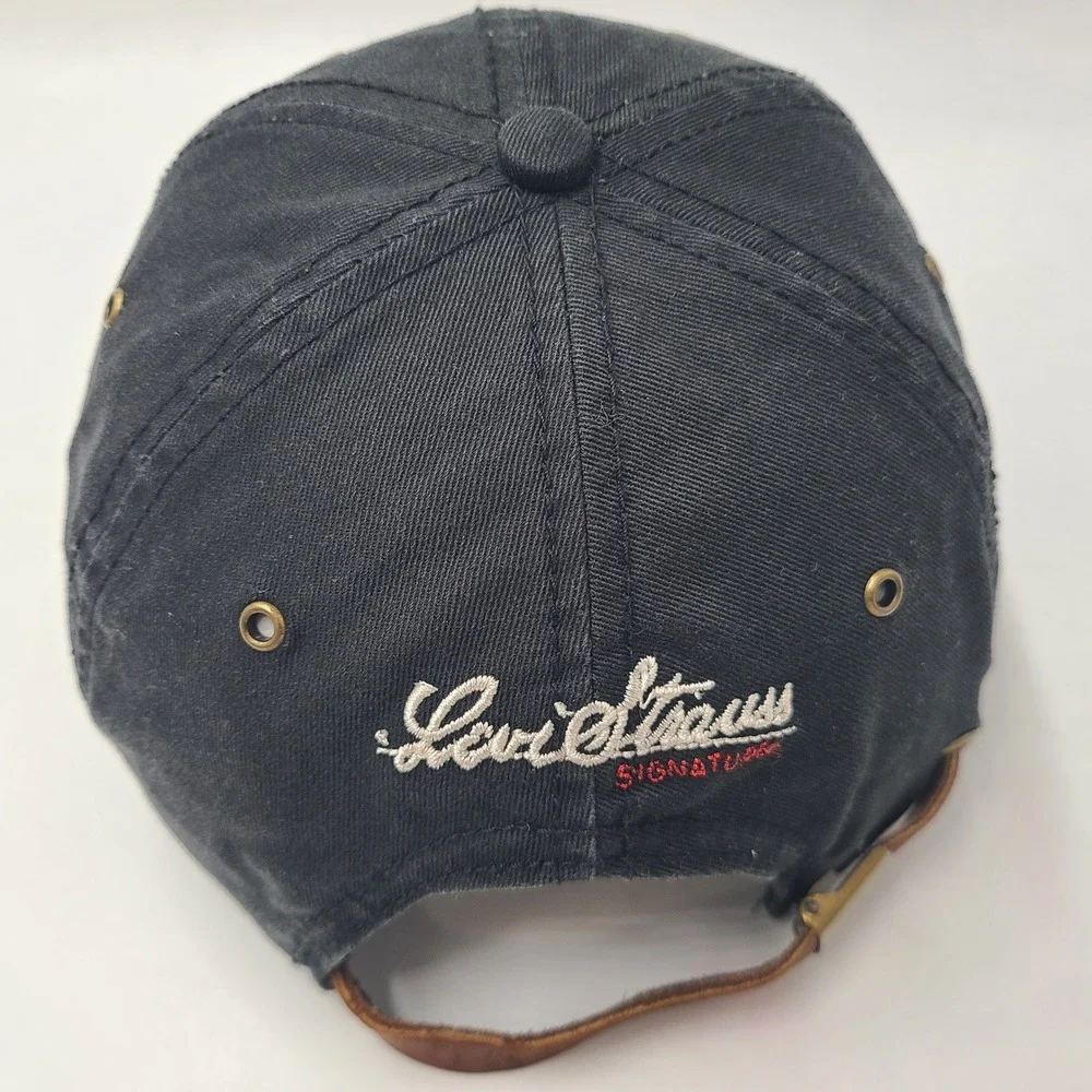 Levi Strauss Hat Strapback (Fits Small) Black Brown Leather Strap Casual Dad Men